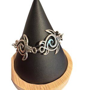 Silver Tone Sea Turtle Link Bracelet Openwork Beach Vacation Cruise 6.5" NWOT